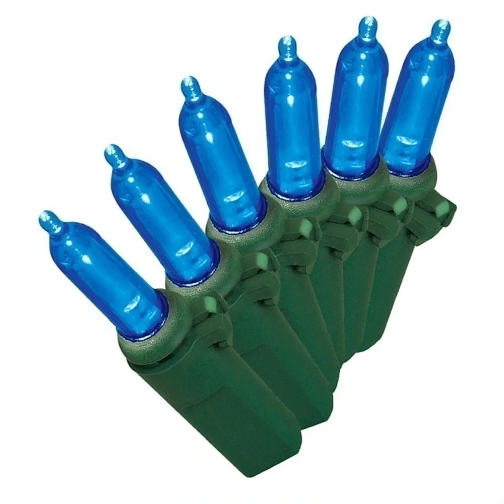 100-Count Blue LED Mini String Lights with Green Wire